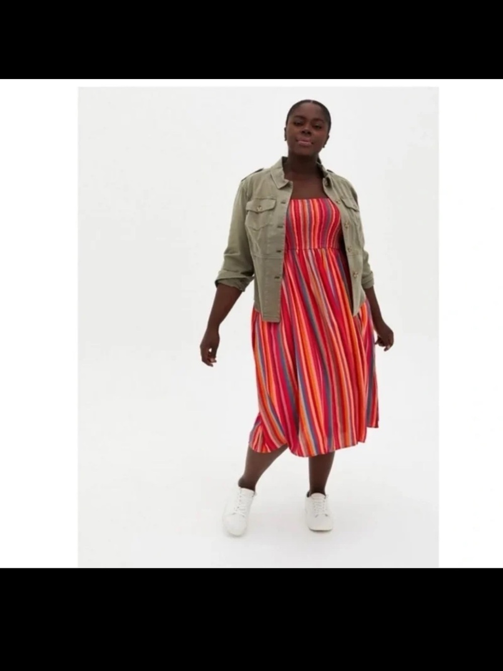 Torrid Midi Chaillis Smocked Tiered Dress in Striped Midi Dress size 0 or Large - Picture 5 of 12